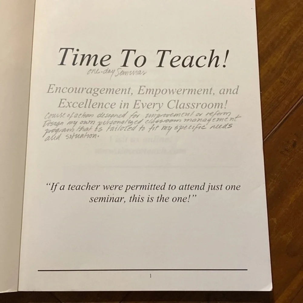 Time to Teach Resource Manual Classroom Management Teacher Training K-12